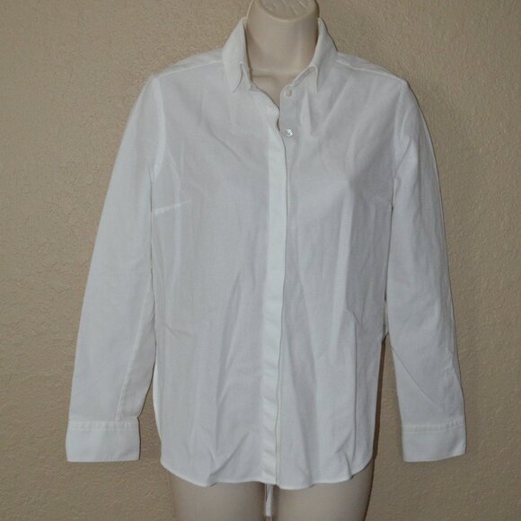 Sz 4 Dion Lee White Textured Cotton Long Sleeve Blouse - Picture 1 of 7